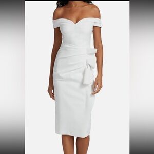 New With Tags Chiara Boni La Petite Robe Women's White Off-the-Shoulder Size 6